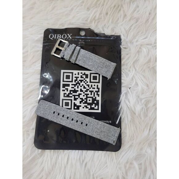 Qibox Versa Fitbit Gray Canvas Band, Adjustable Strap - Picture 2 of 6